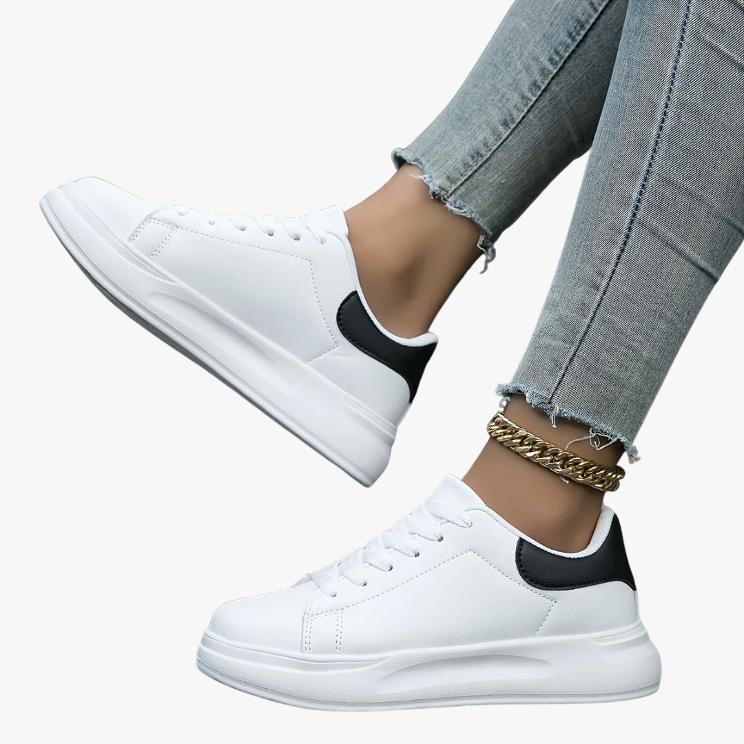 Miles & Luna Clean White Leather Sneakers for Women