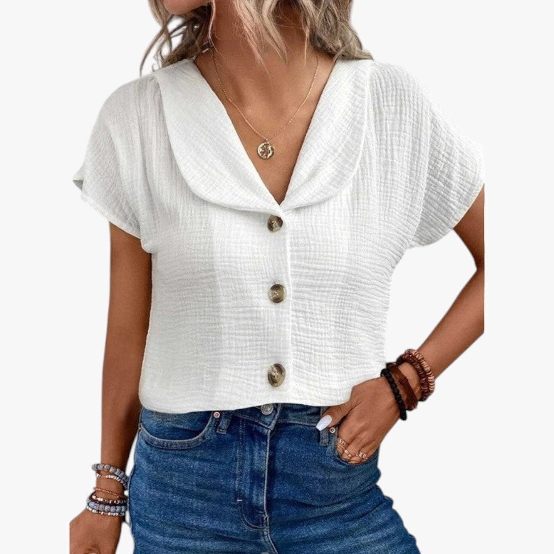 Miles & Luna Collared Buttoned Top with Collar for Women