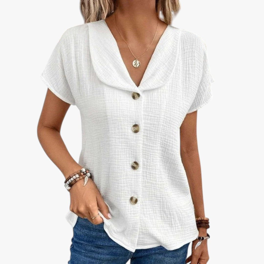 Miles & Luna Collared Buttoned Top with Collar for Women