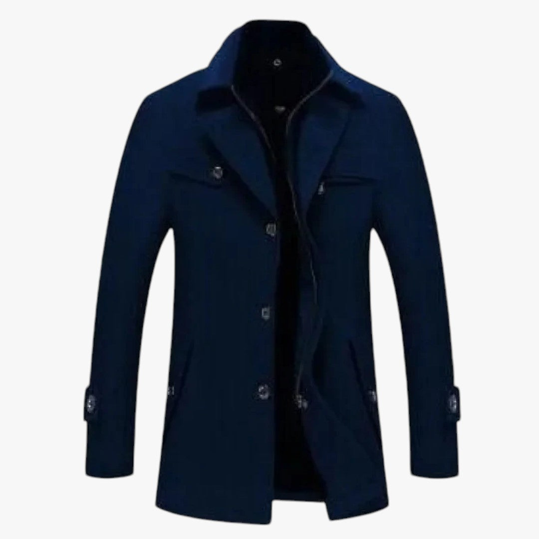Miles & Luna Comfortable Woolen Coat With Zipper and Buttons For Men