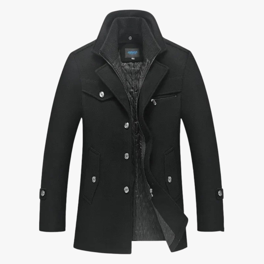 Miles & Luna Comfortable Woolen Coat With Zipper and Buttons For Men