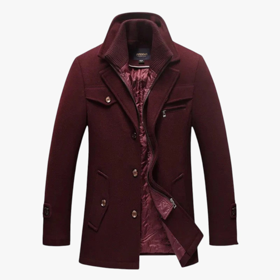 Miles & Luna Comfortable Woolen Coat With Zipper and Buttons For Men