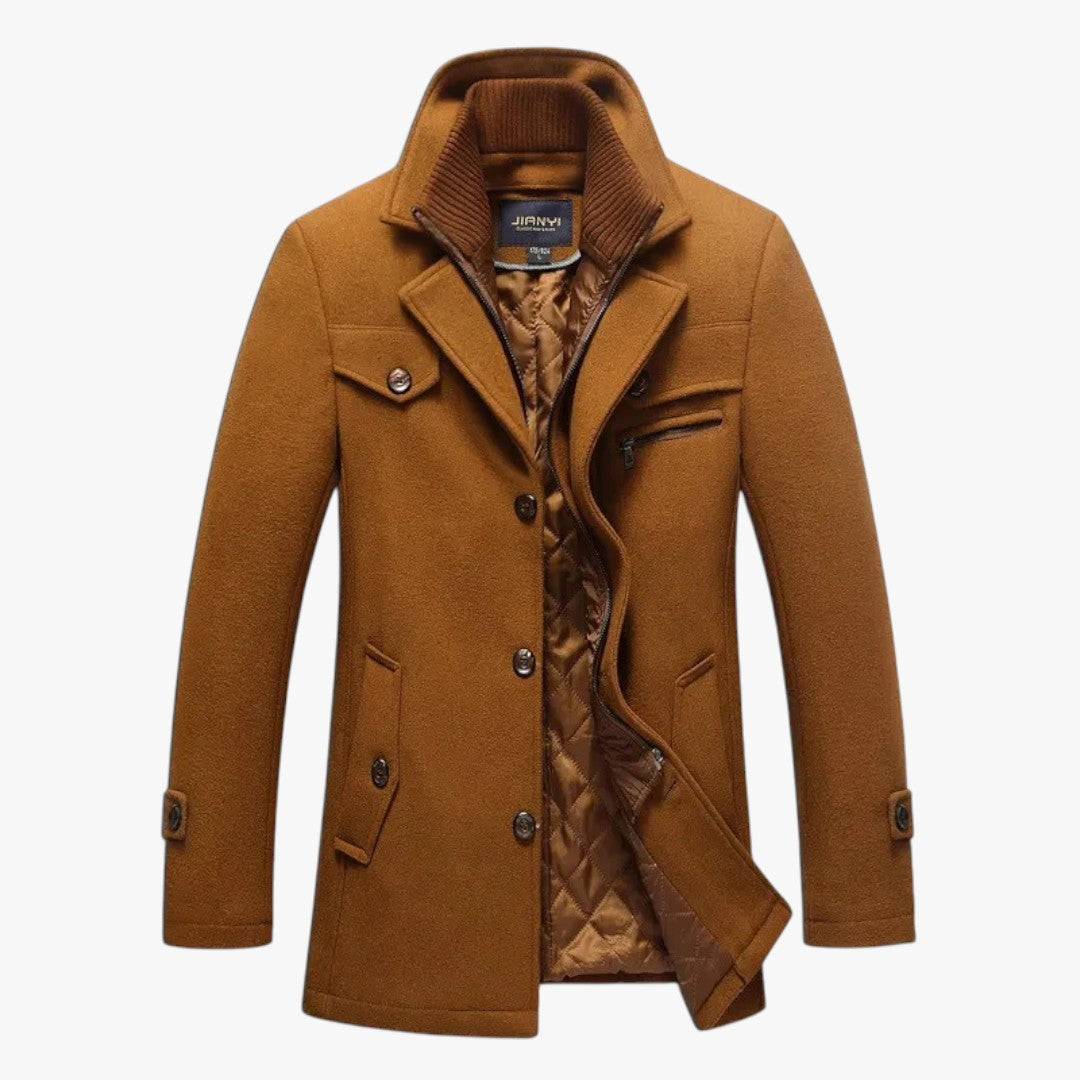 Miles & Luna Comfortable Woolen Coat With Zipper and Buttons For Men