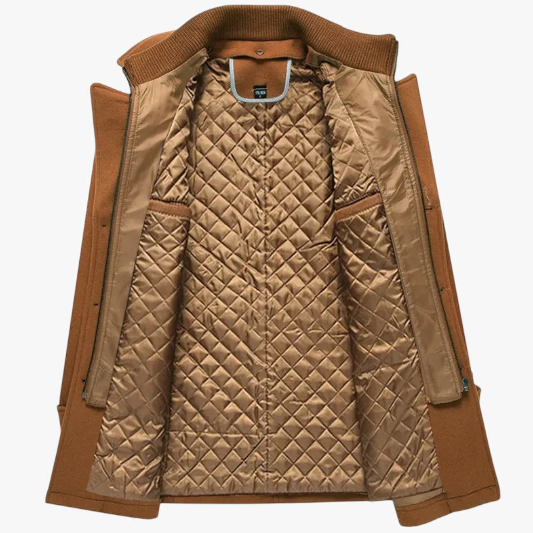 Miles & Luna Comfortable Woolen Coat With Zipper and Buttons For Men