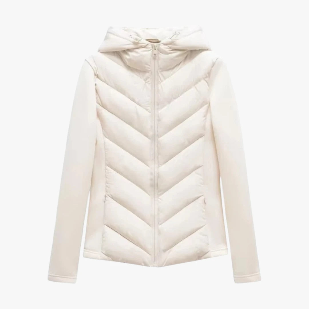 Miles & Luna Cotton Blend Hooded Puffer Jacket with Long Sleeves for Women