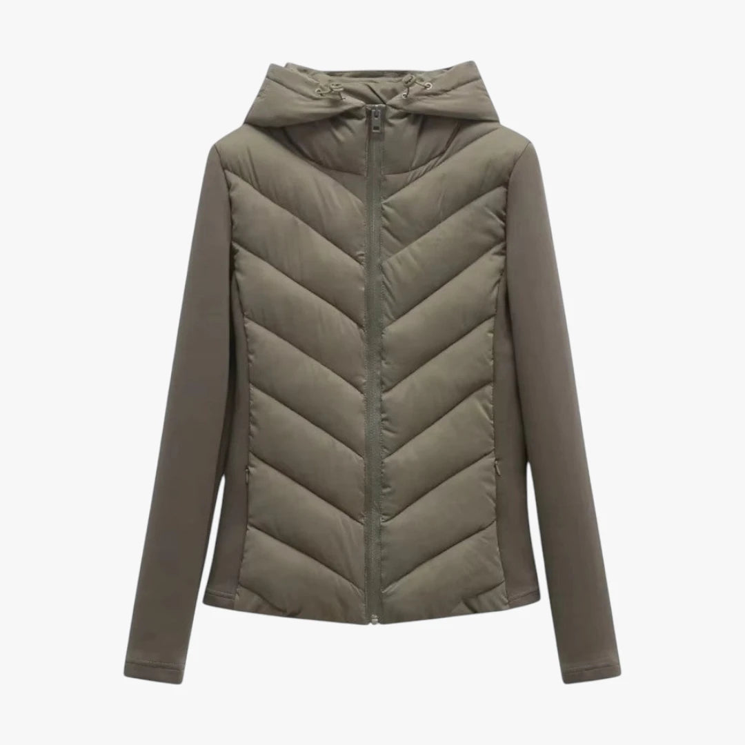 Miles & Luna Cotton Blend Hooded Puffer Jacket with Long Sleeves for Women