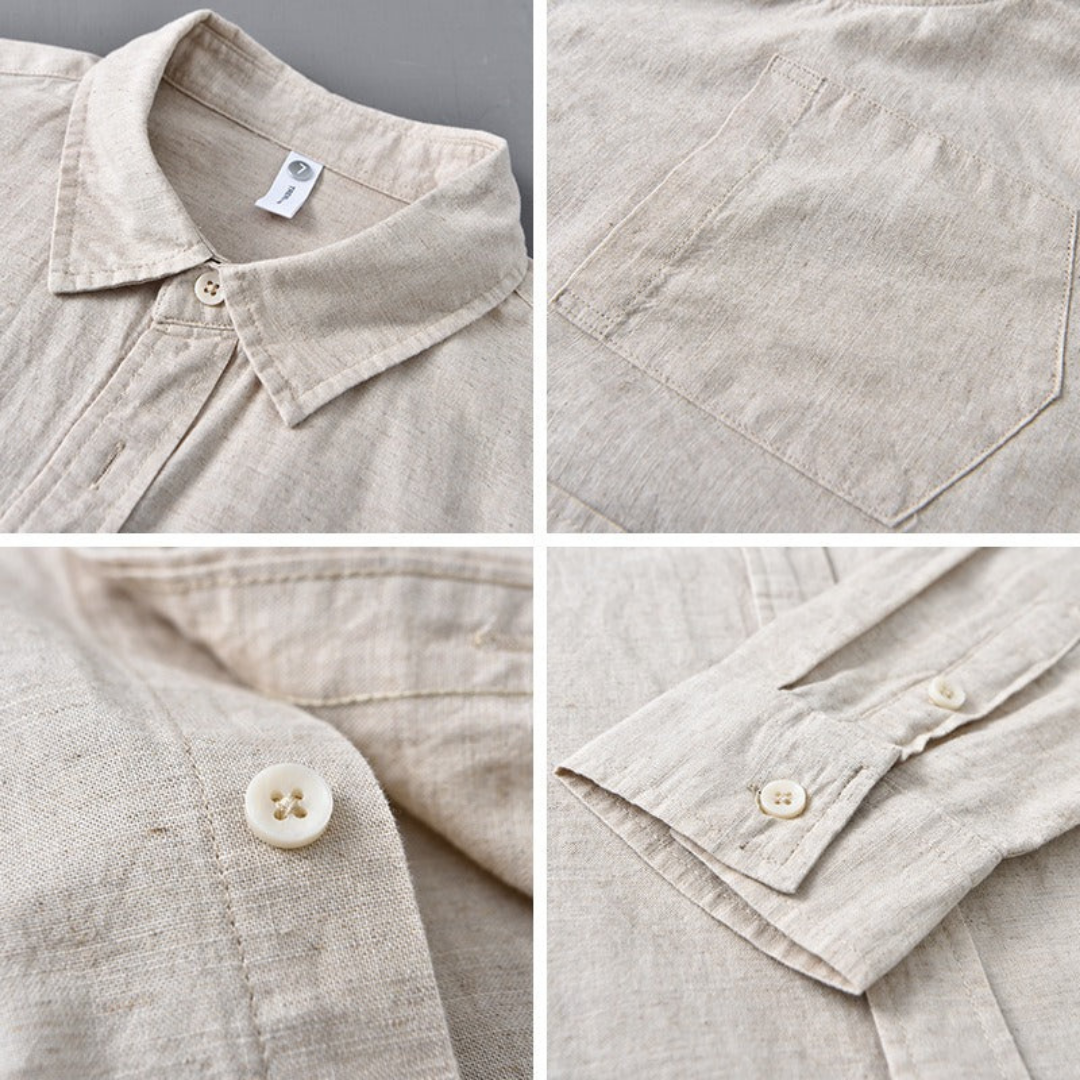 Miles & Luna | Cotton-Linen Button-Up Shirt – Lightweight Casual Men's Shirt