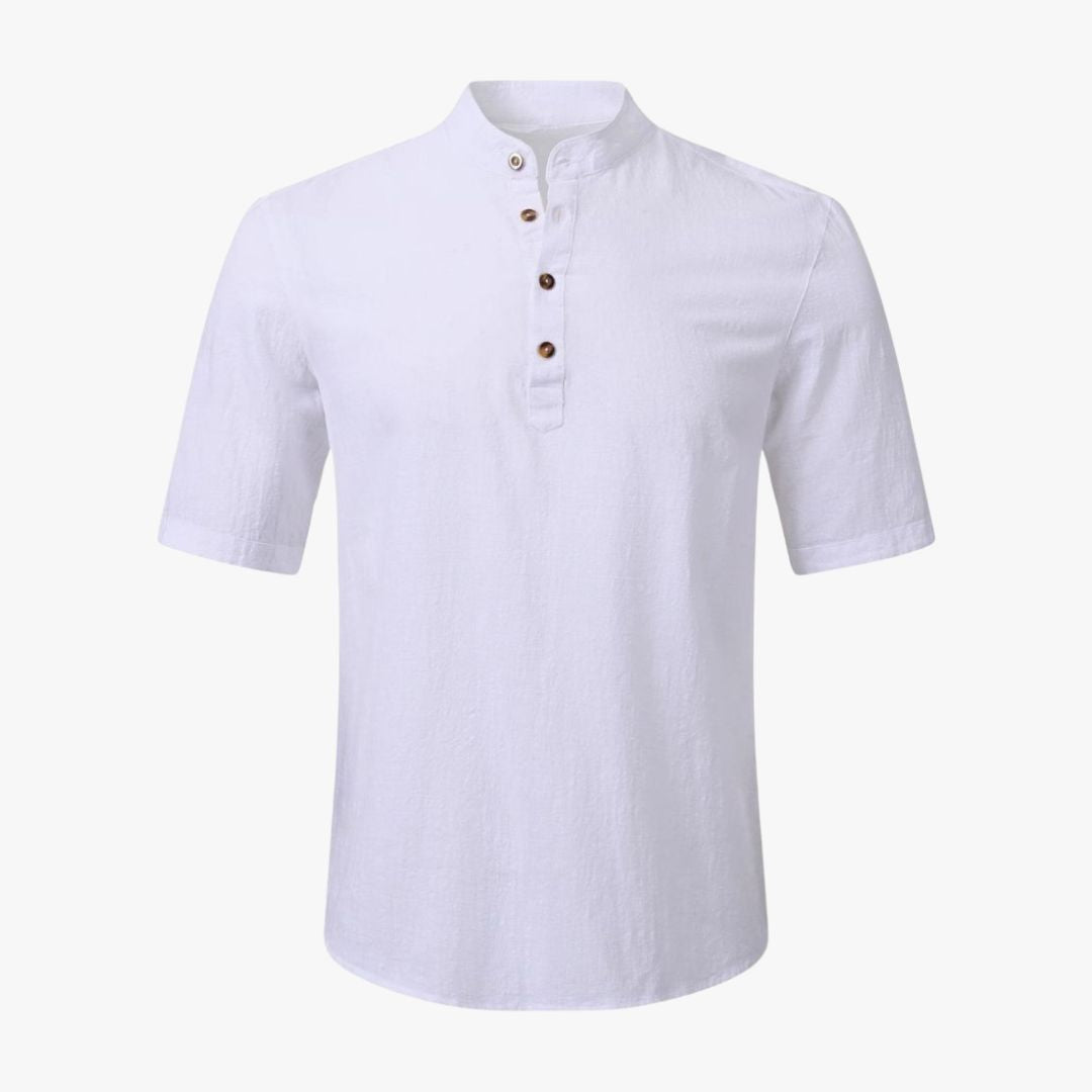 Miles & Luna | Cotton Polo Short Sleeve Henley T-Shirt - Mock Neck Old-Money Tee