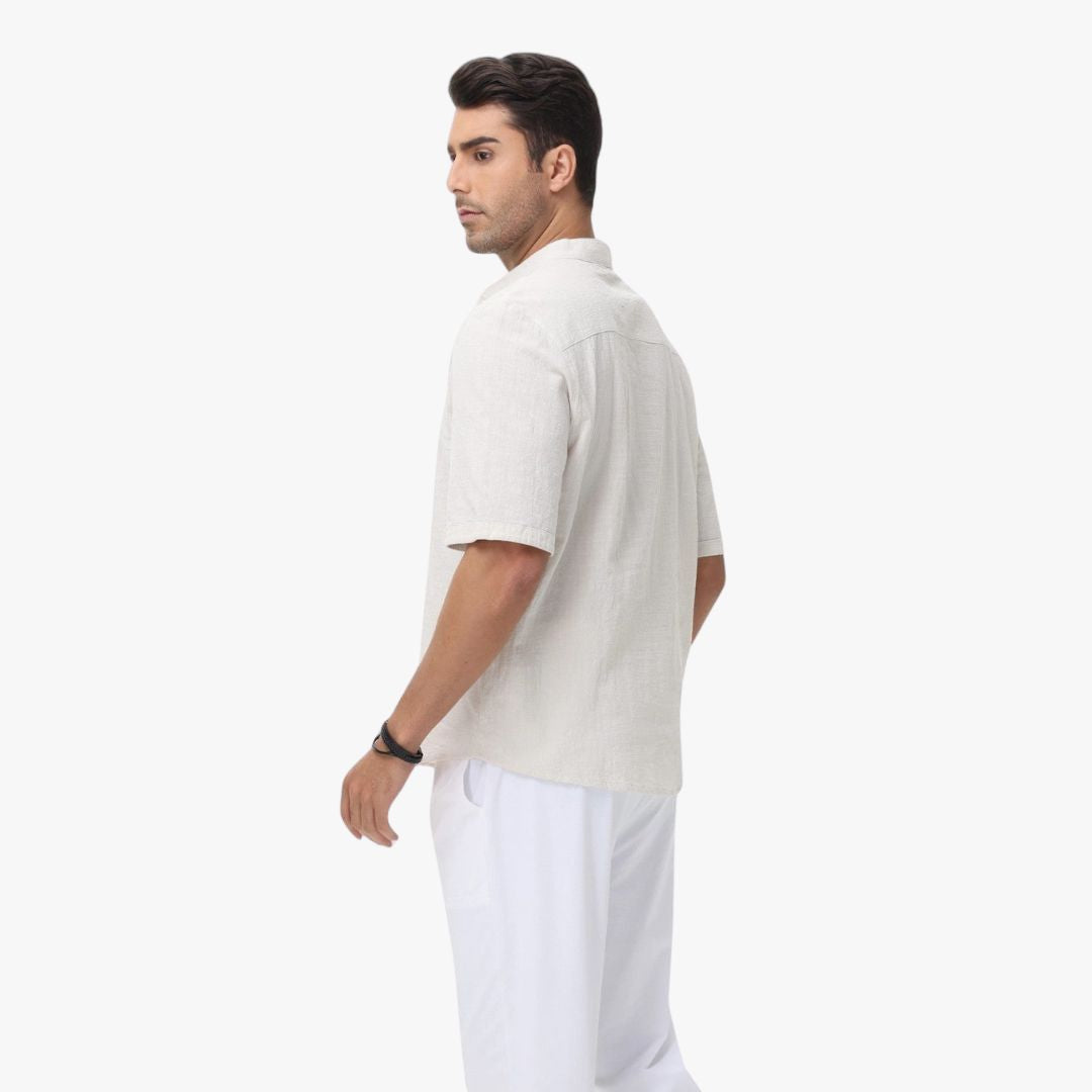 Miles & Luna | Cotton Polo Short Sleeve Henley T-Shirt - Mock Neck Old-Money Tee