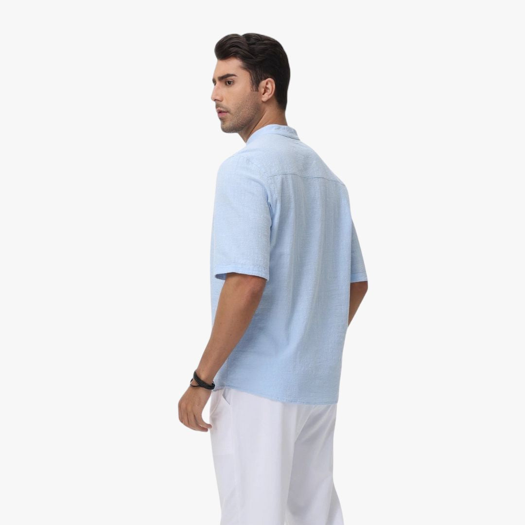 Miles & Luna | Cotton Polo Short Sleeve Henley T-Shirt - Mock Neck Old-Money Tee