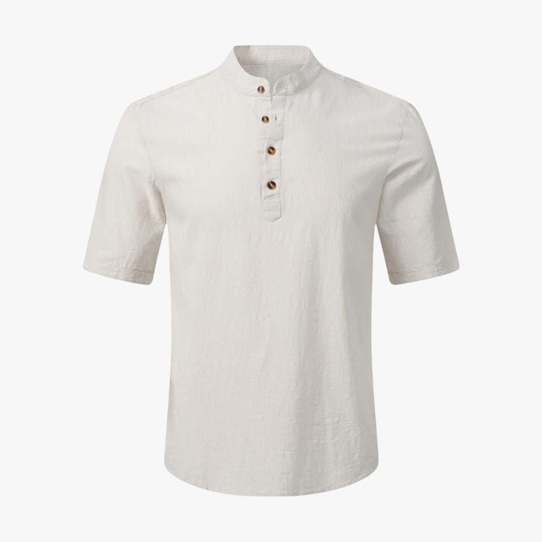 Miles & Luna | Cotton Polo Short Sleeve Henley T-Shirt - Mock Neck Old-Money Tee