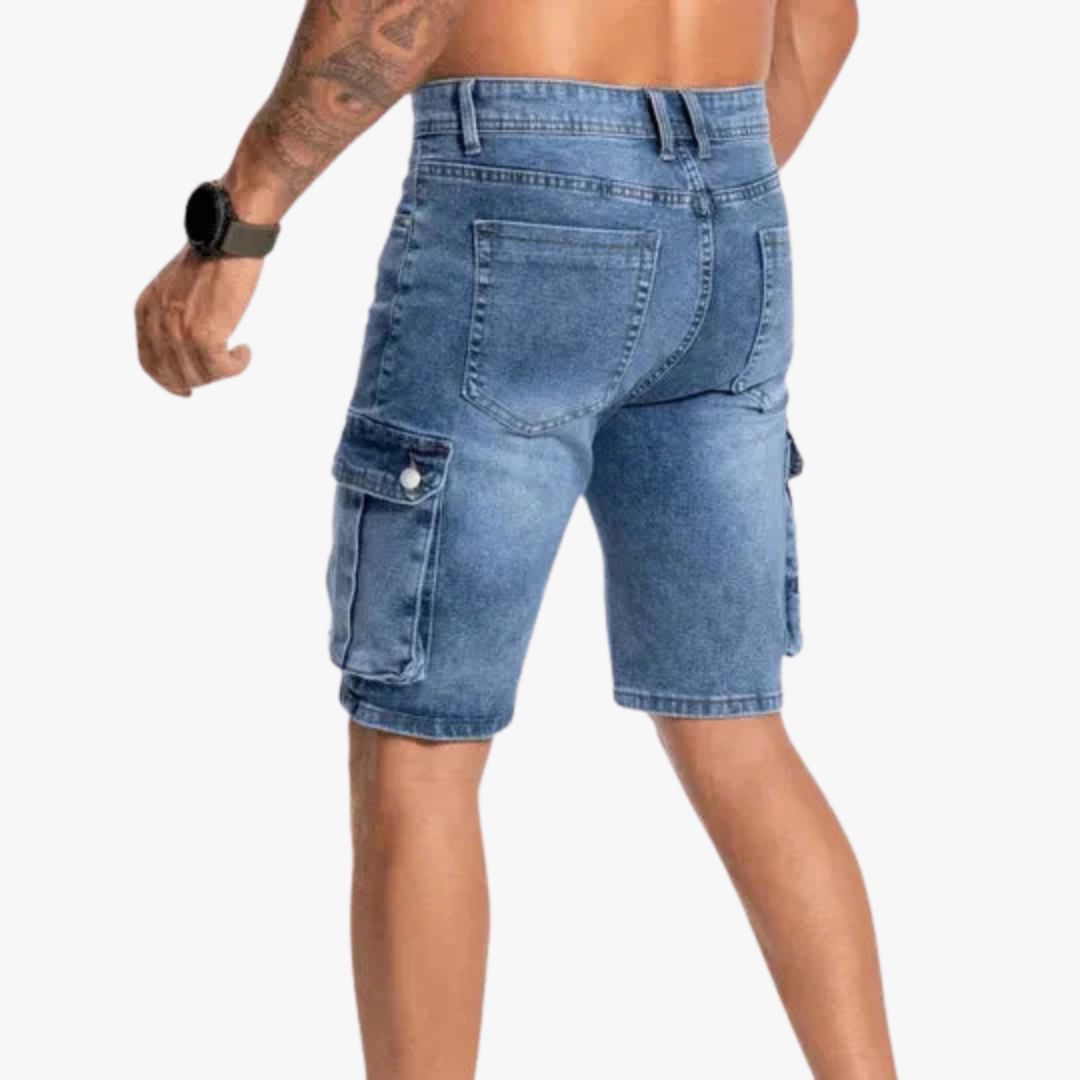 Miles & Luna Denim Cargo Shorts Durable Mid-Length Multiple Pockets Casual Fit for Men