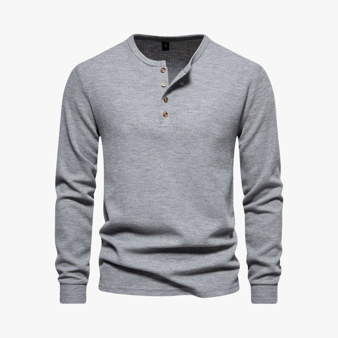 Miles & Luna | Elegant Henley Long Sleeve Light T-Shirt - Casual Cotton Shirt for Men