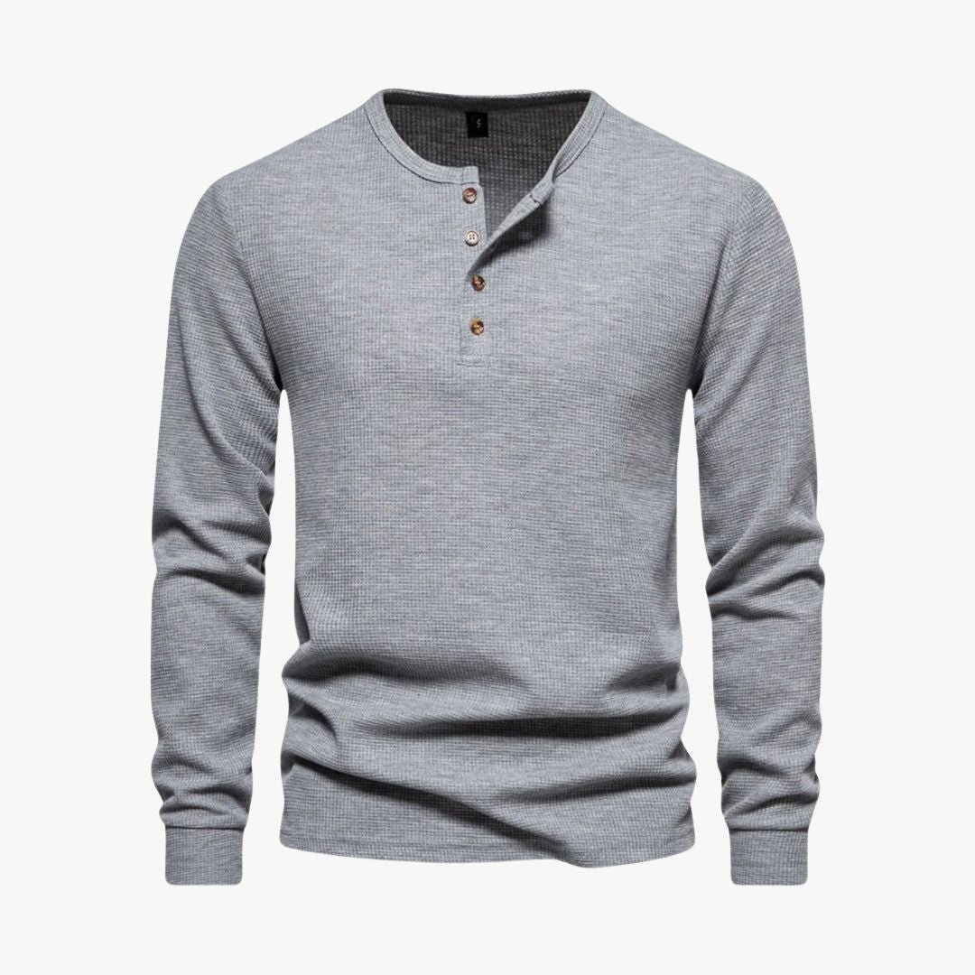 Miles & Luna | Elegant Henley Long Sleeve Light T-Shirt - Casual Cotton Shirt for Men