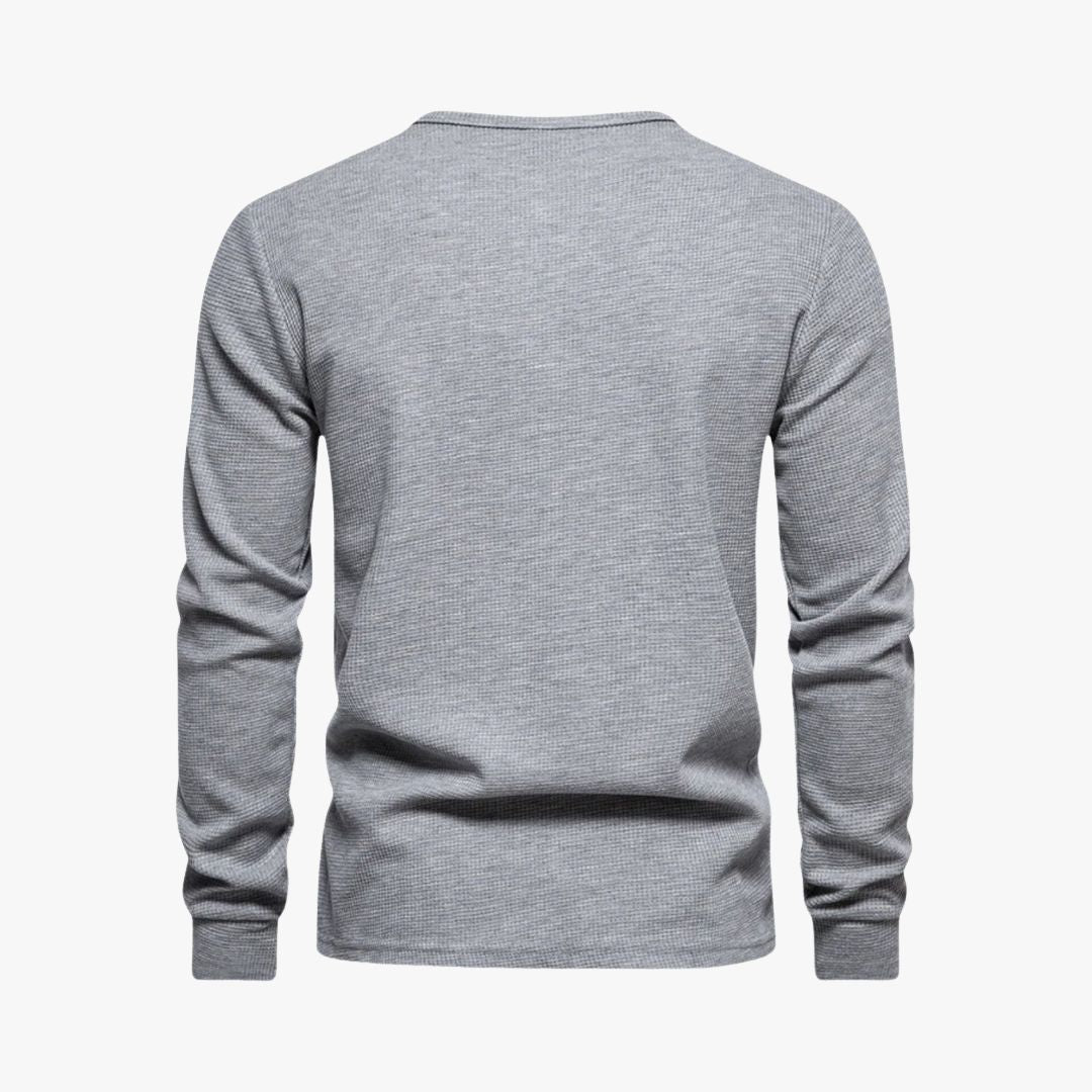 Miles & Luna | Elegant Henley Long Sleeve Light T-Shirt - Casual Cotton Shirt for Men
