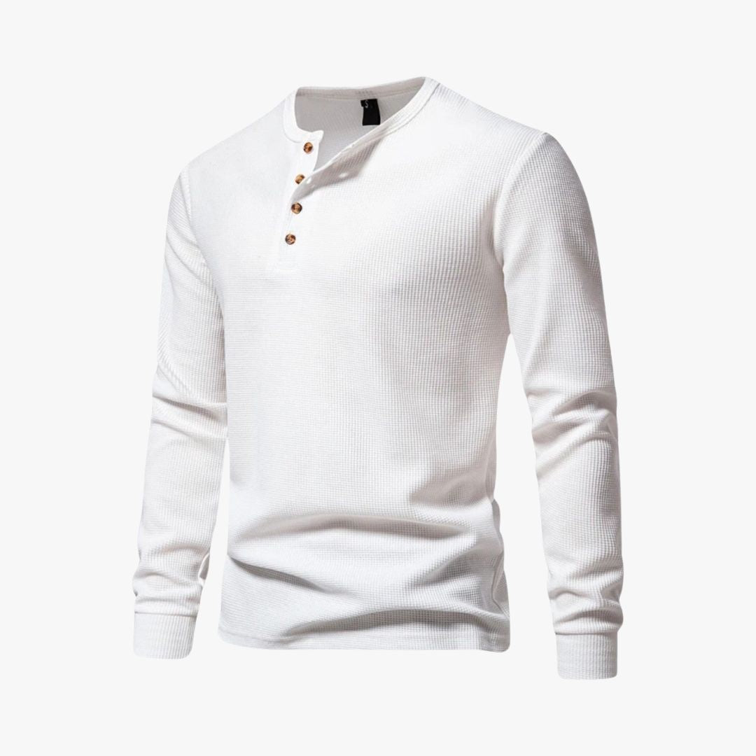 Miles & Luna | Elegant Henley Long Sleeve Light T-Shirt - Casual Cotton Shirt for Men