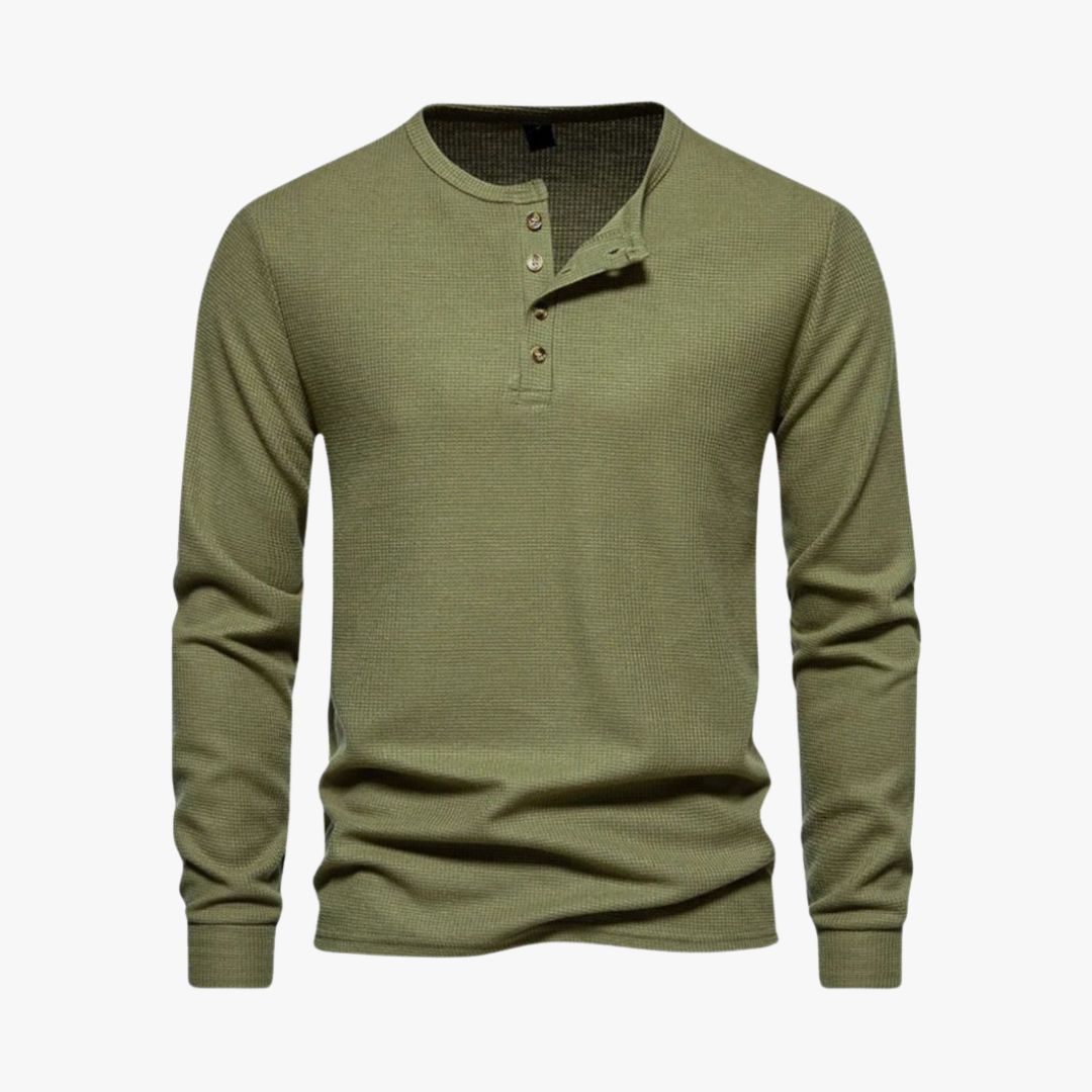 Miles & Luna | Elegant Henley Long Sleeve Light T-Shirt - Casual Cotton Shirt for Men