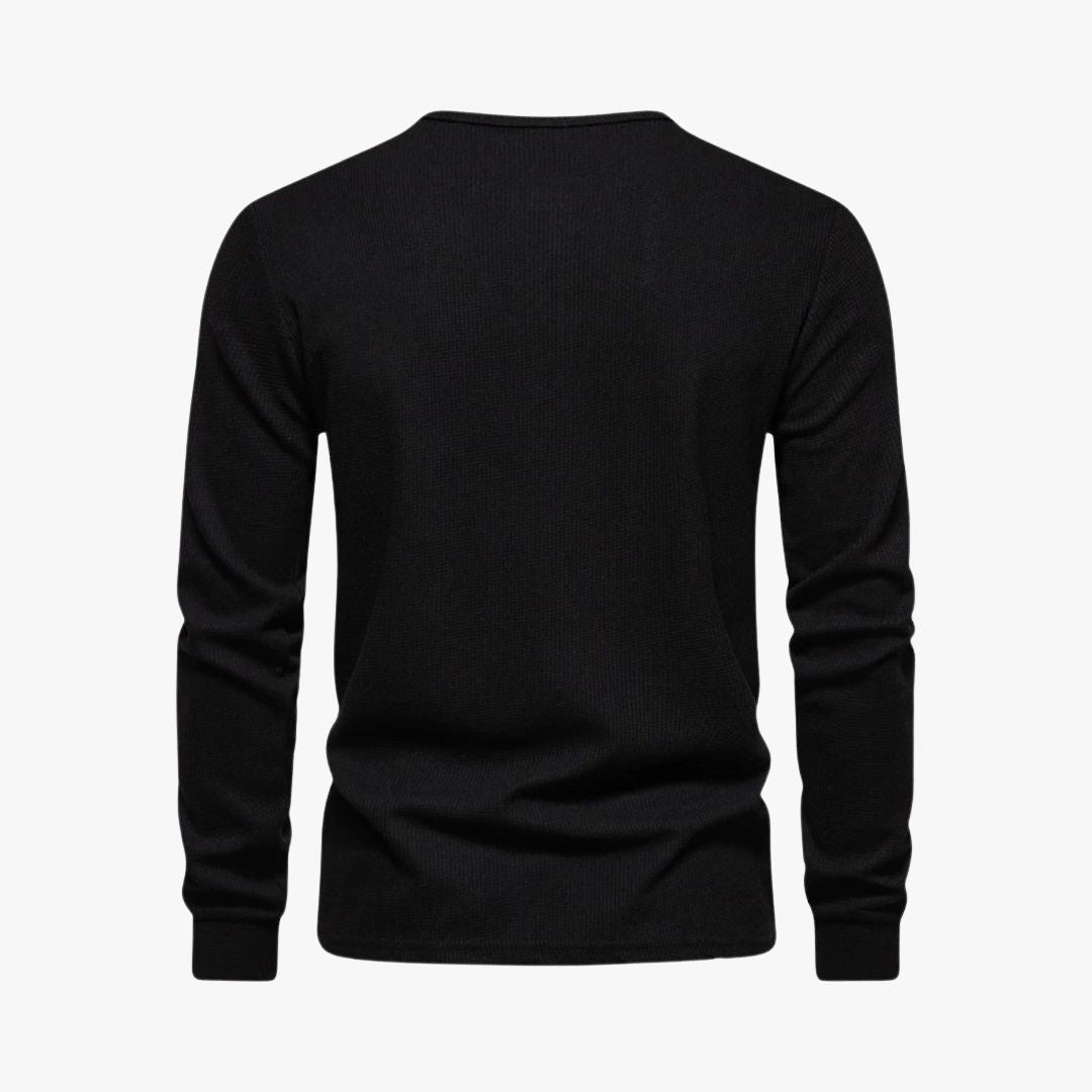 Miles & Luna | Elegant Henley Long Sleeve Light T-Shirt - Casual Cotton Shirt for Men