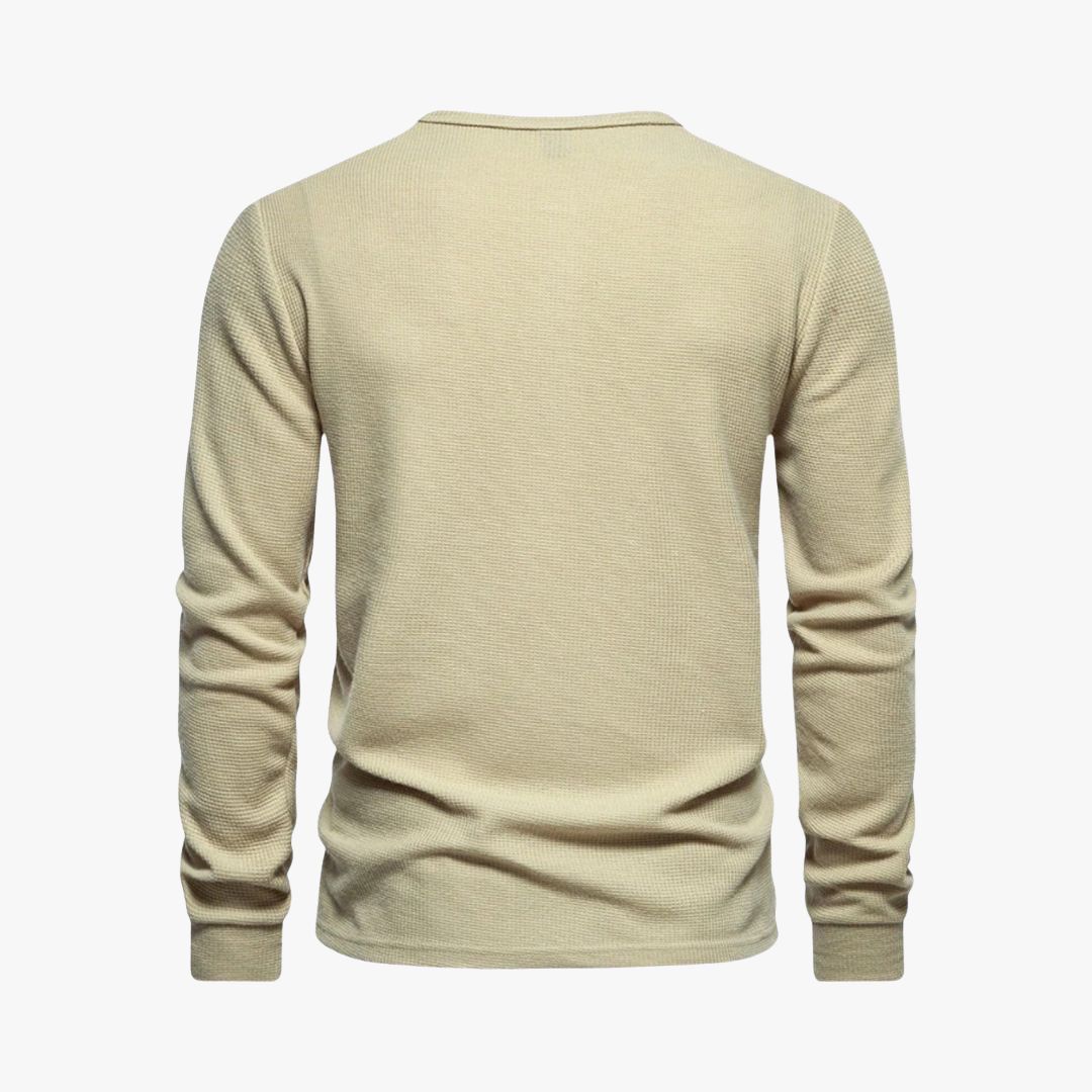 Miles & Luna | Elegant Henley Long Sleeve Light T-Shirt - Casual Cotton Shirt for Men