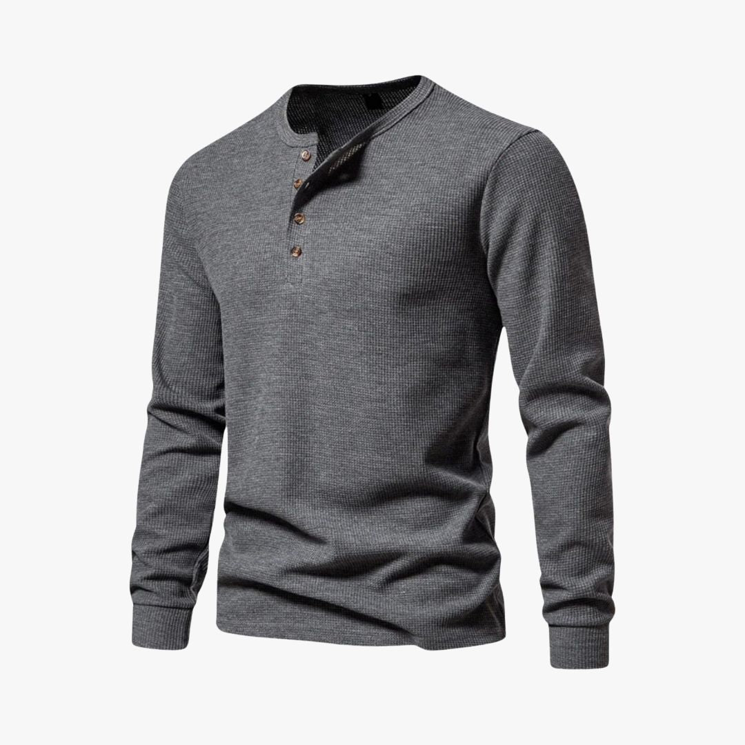 Miles & Luna | Elegant Henley Long Sleeve Light T-Shirt - Casual Cotton Shirt for Men