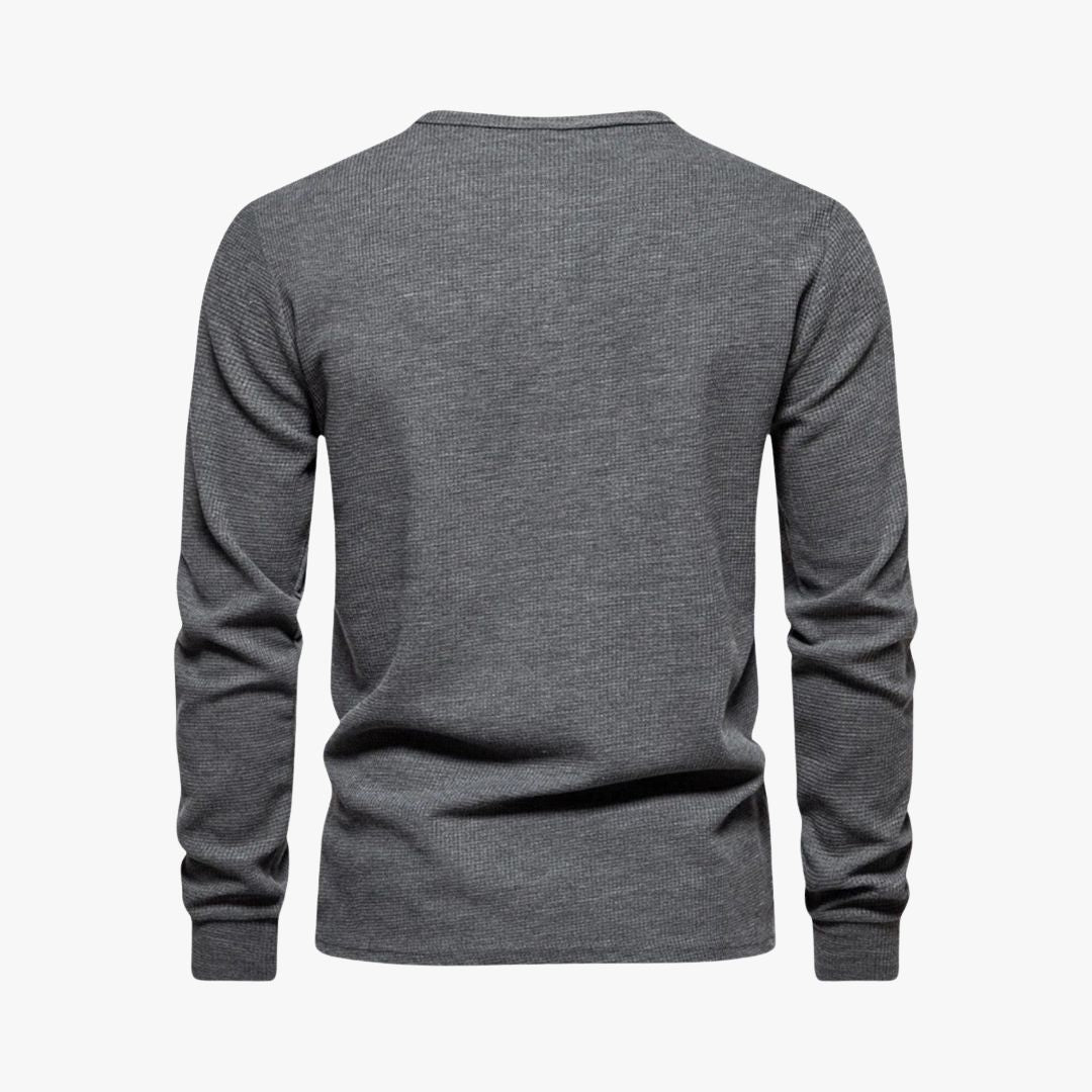Miles & Luna | Elegant Henley Long Sleeve Light T-Shirt - Casual Cotton Shirt for Men