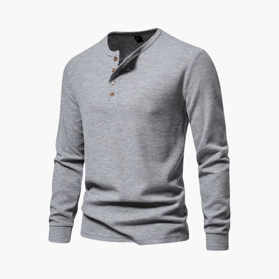 Miles & Luna | Elegant Henley Long Sleeve Light T-Shirt - Casual Cotton Shirt for Men
