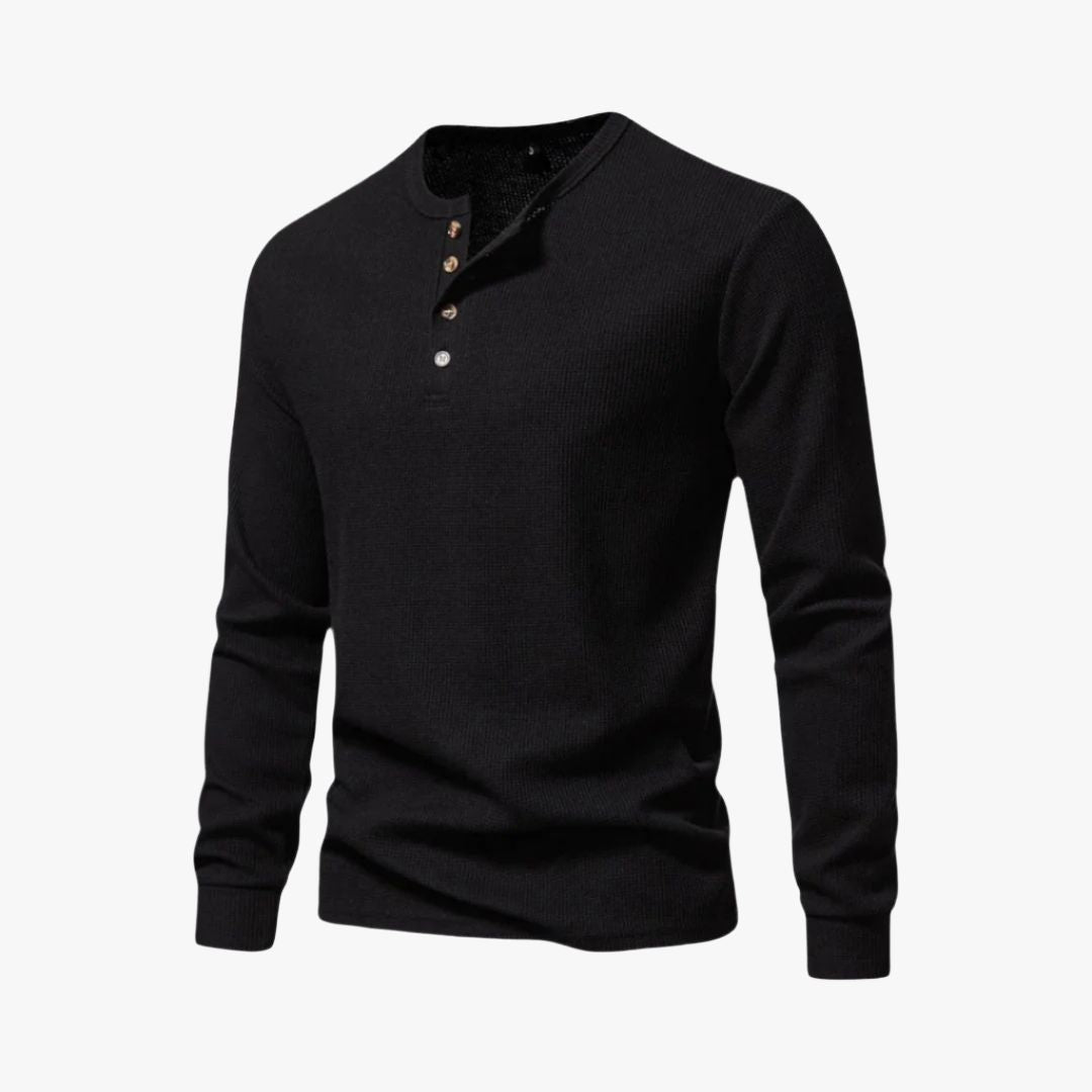 Miles & Luna | Elegant Henley Long Sleeve Light T-Shirt - Casual Cotton Shirt for Men