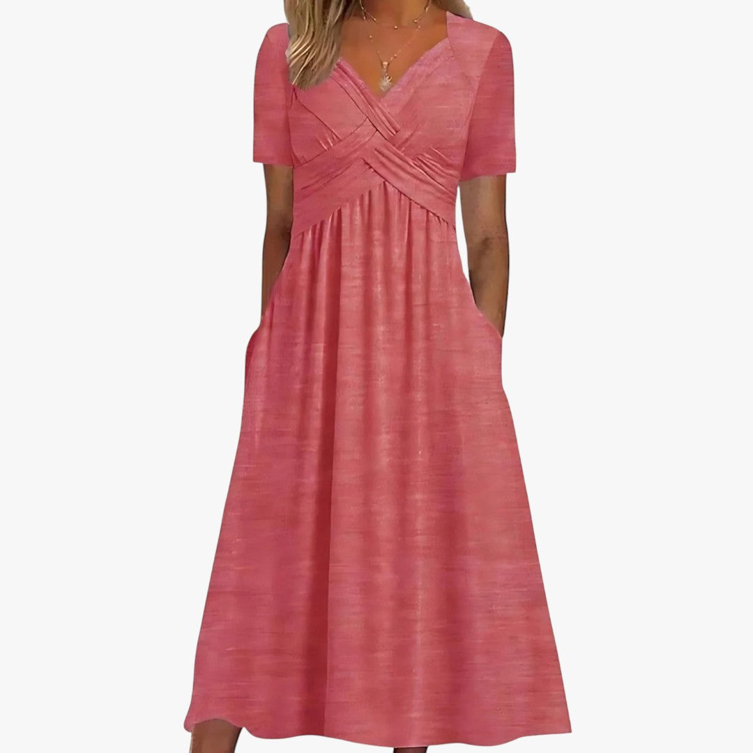 Miles & Luna | Elegant Midi Dress Belly Coverage Design for Women