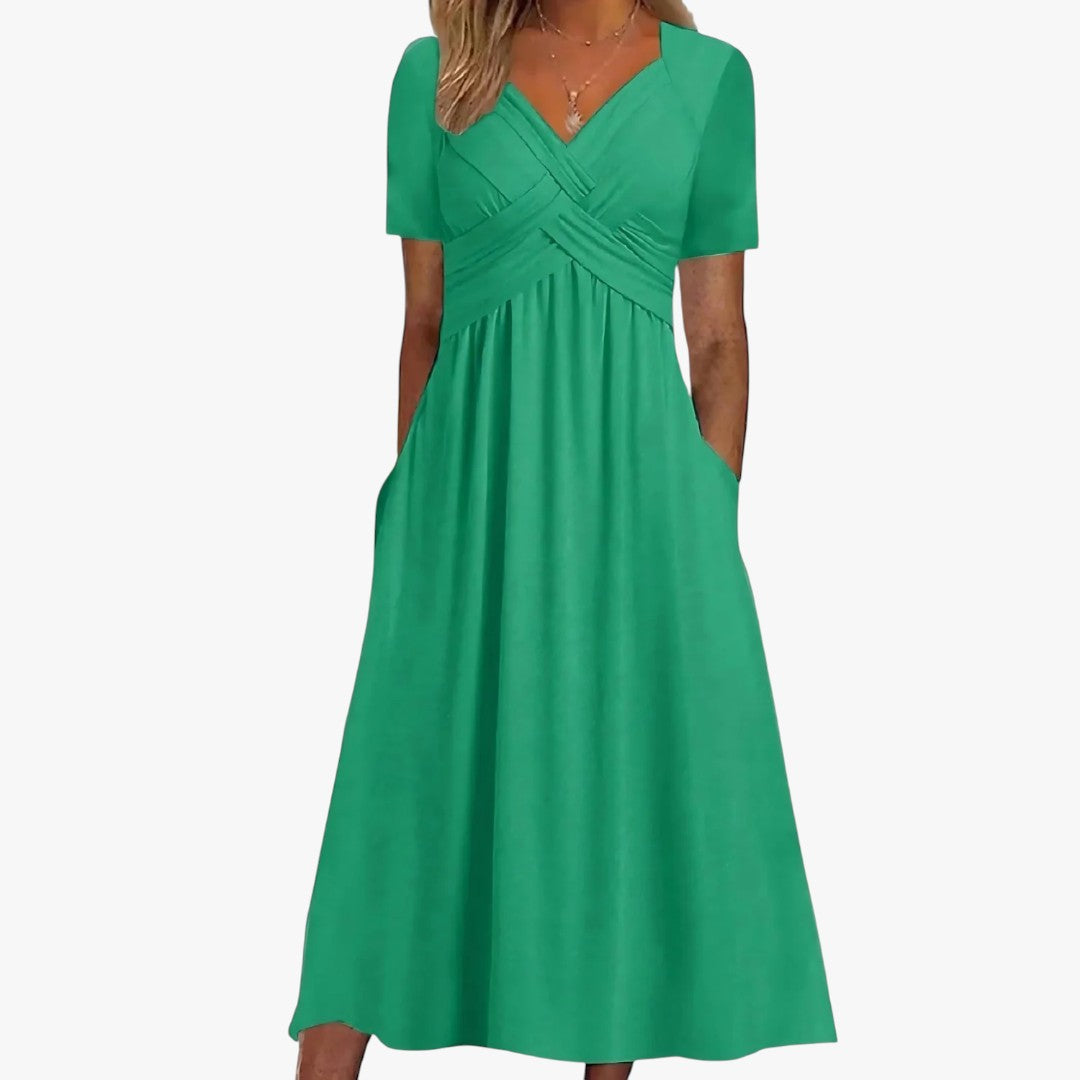 Miles & Luna | Elegant Midi Dress Belly Coverage Design for Women
