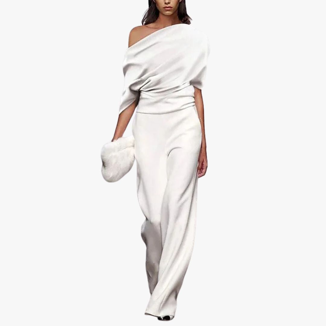 Miles & Luna Elegant Spring Jumpsuit with Single-Breasted Neckline for Women