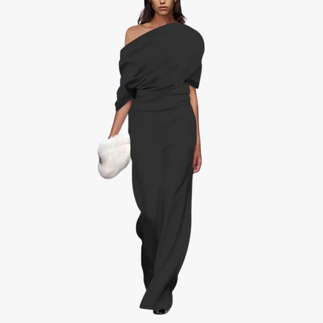 Miles & Luna Elegant Spring Jumpsuit with Single-Breasted Neckline for Women
