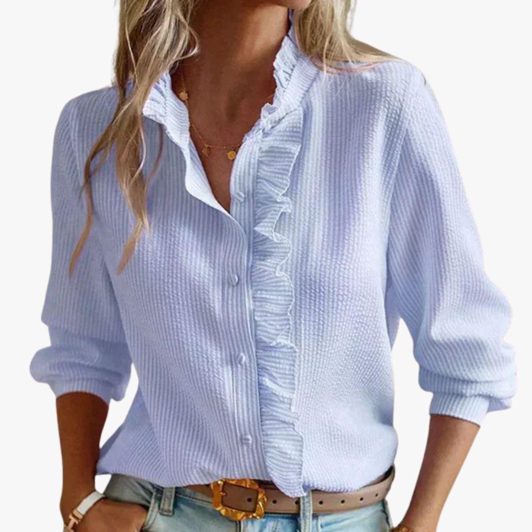 Miles & Luna Elegant Striped Blouse with Long Sleeves for Women