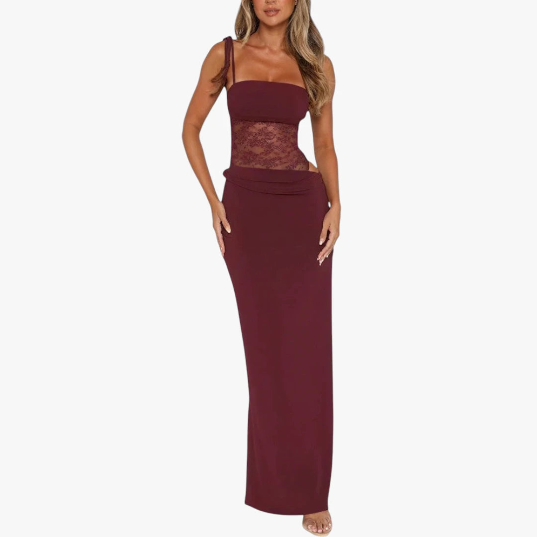 Miles & Luna Evening Maxi Dress With Lace Corset Floor-Length for Women