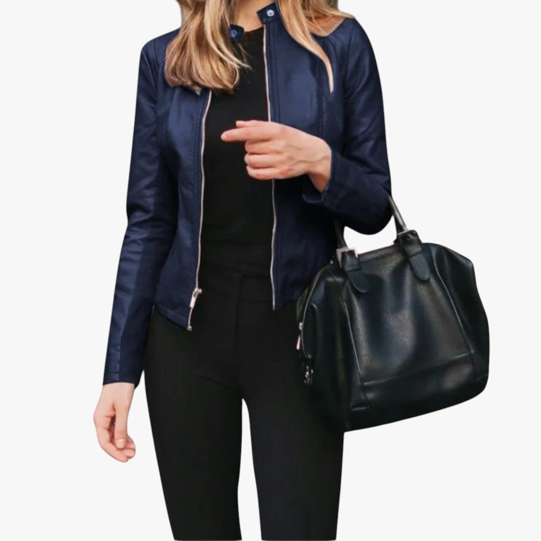 Miles & Luna Faux Leather Biker Jacket Slim Fit for Women