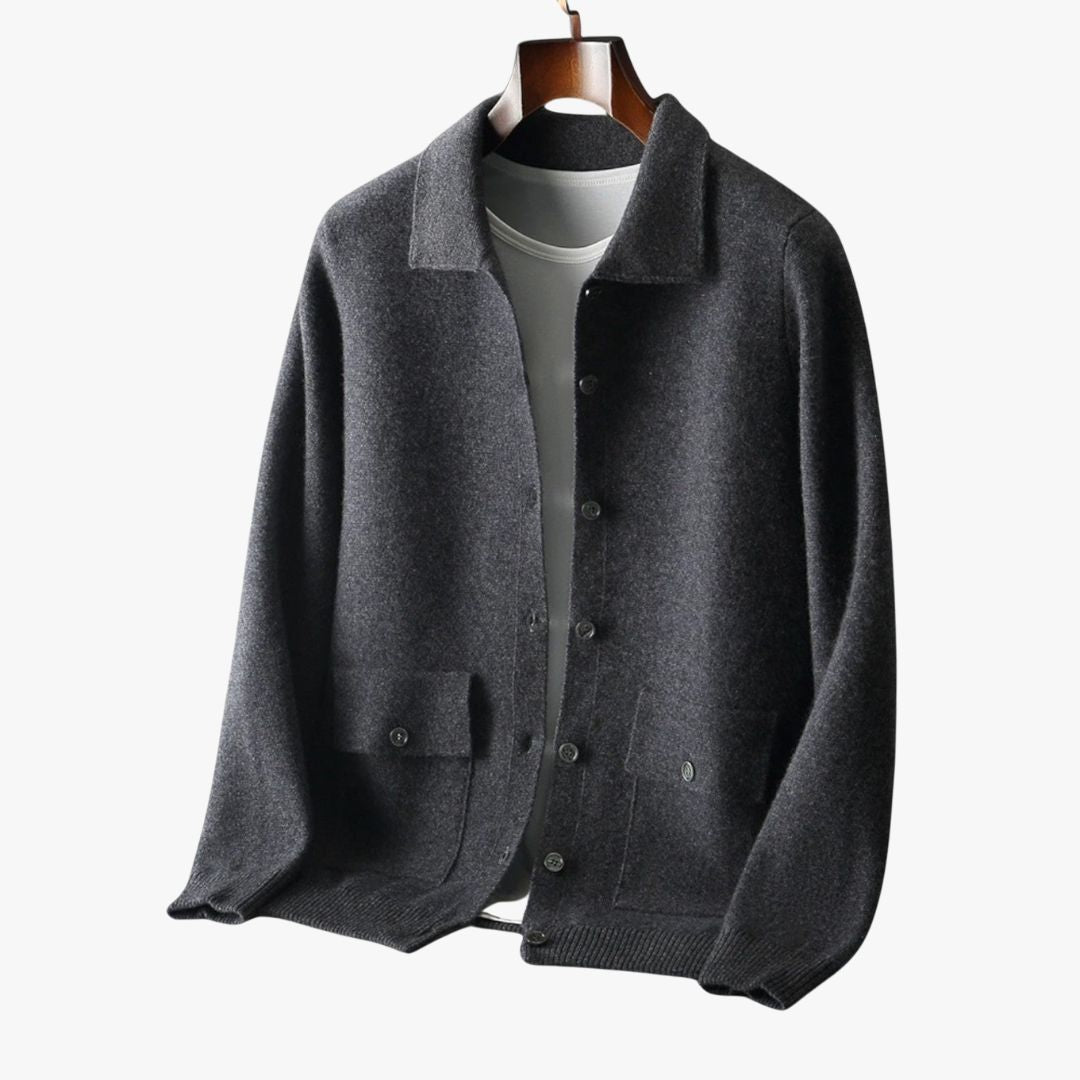 Miles & Luna | Fine Cashmere Cardigan Premium Polo Jacket for Men
