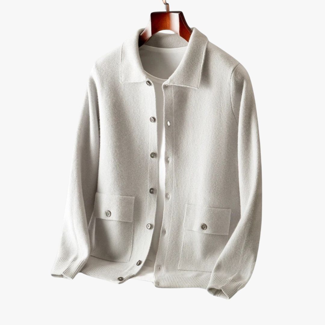 Miles & Luna | Fine Cashmere Cardigan Premium Polo Jacket for Men