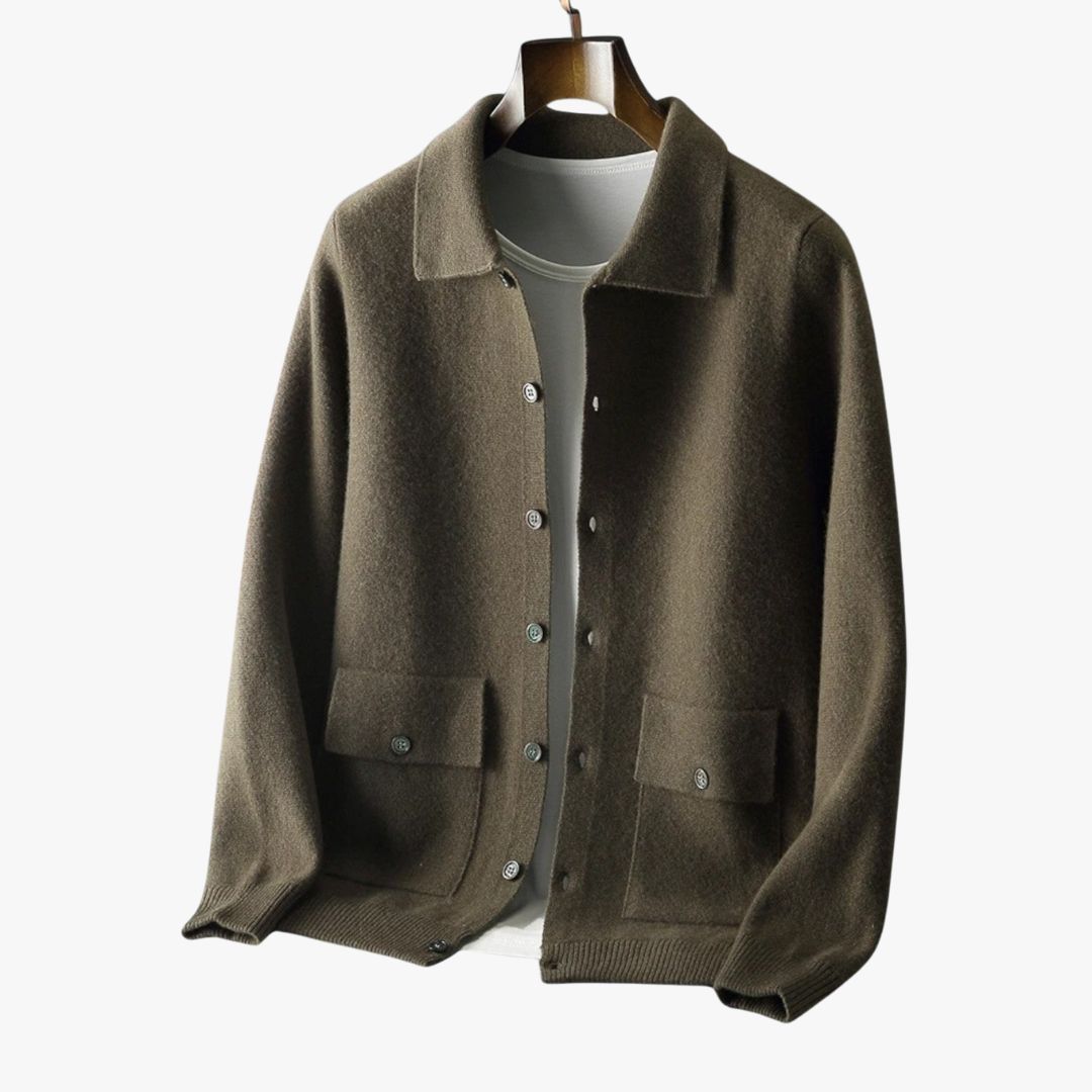 Miles & Luna | Fine Cashmere Cardigan Premium Polo Jacket for Men