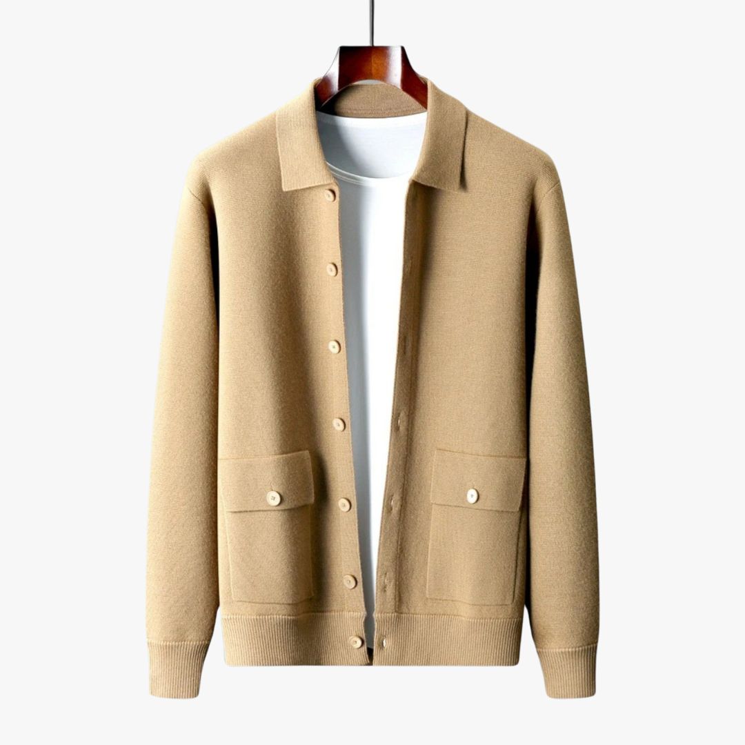 Miles & Luna | Fine Cashmere Cardigan Premium Polo Jacket for Men