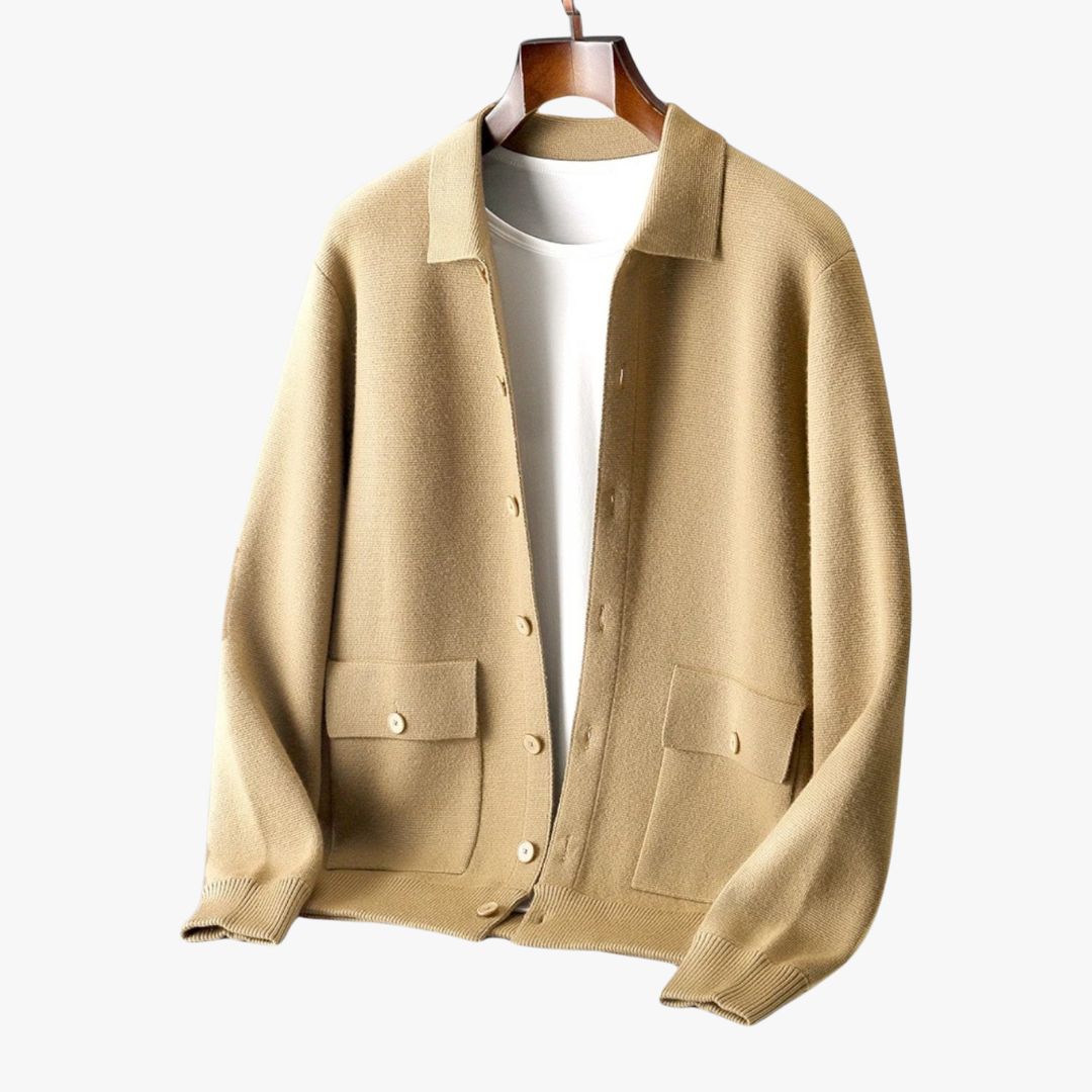 Miles & Luna | Fine Cashmere Cardigan Premium Polo Jacket for Men
