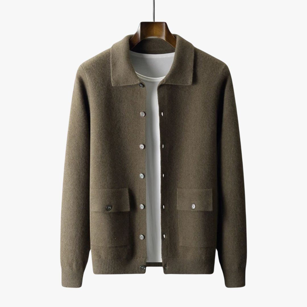 Miles & Luna | Fine Cashmere Cardigan Premium Polo Jacket for Men