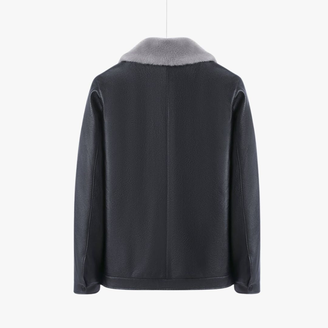 Miles & Luna Fleece Lined Leather Jacket For Men