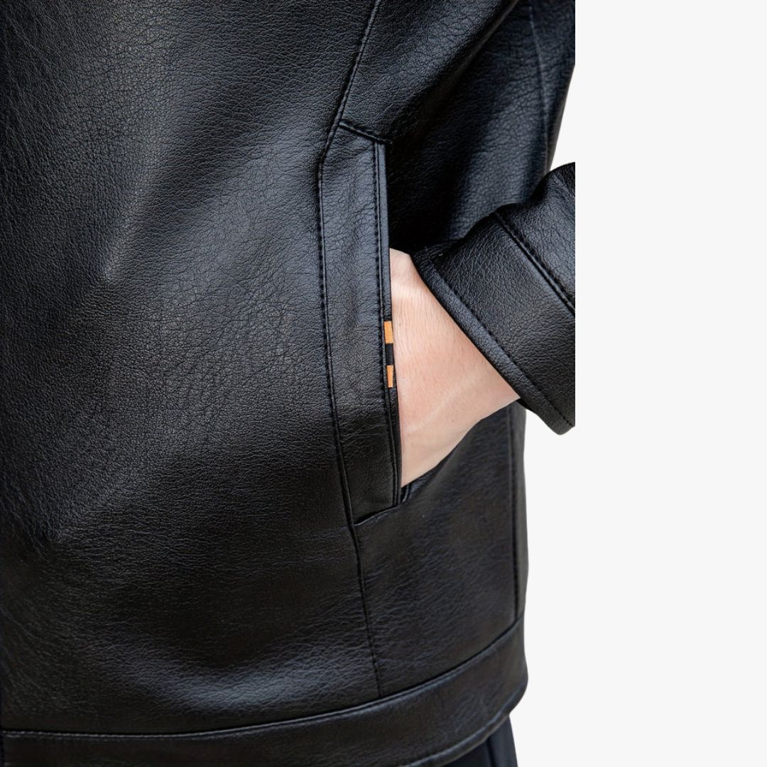 Miles & Luna Fleece Lined Leather Jacket For Men