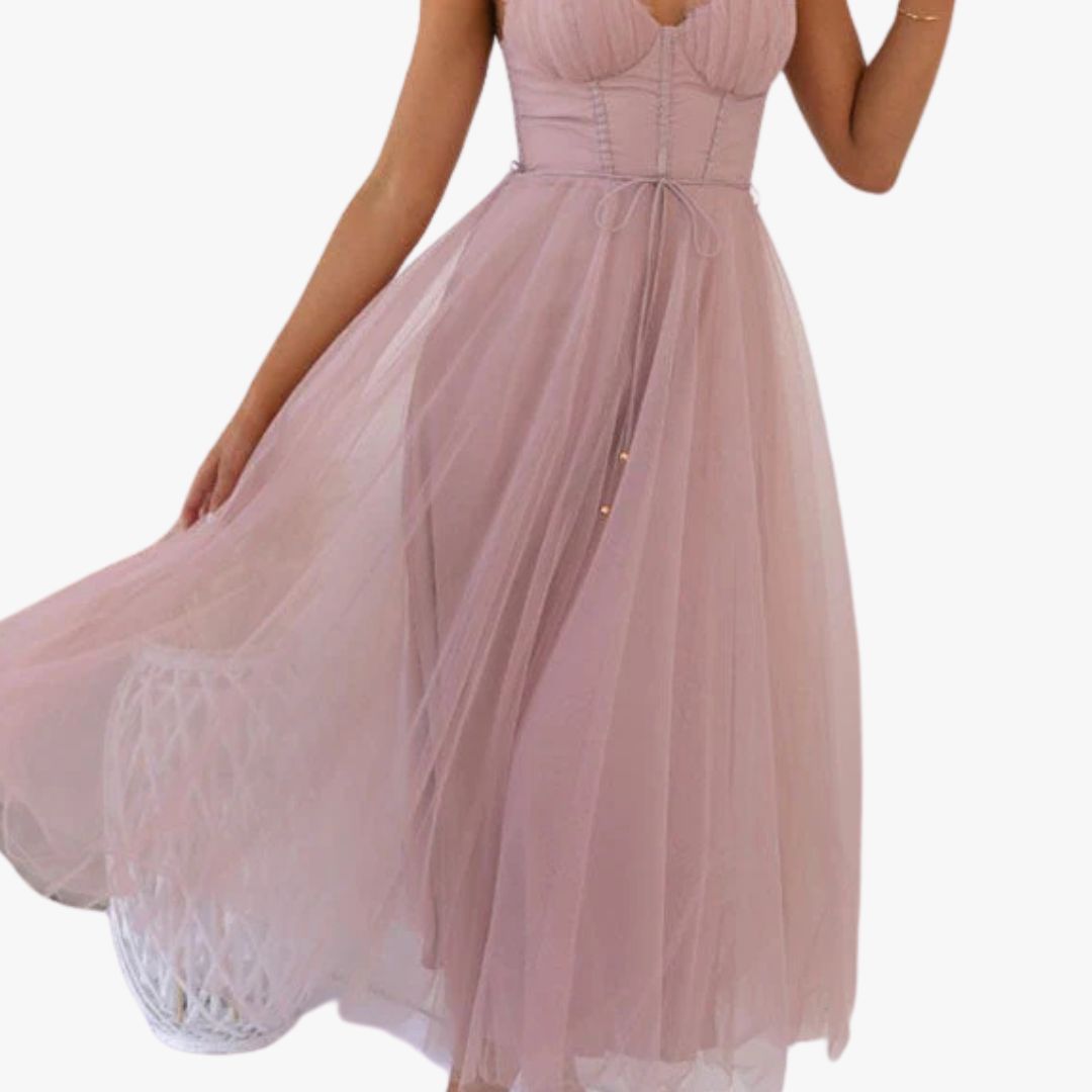 Miles & Luna Flowy Design V-Neck Sleeveless Lightweight Fabric Dress for Women