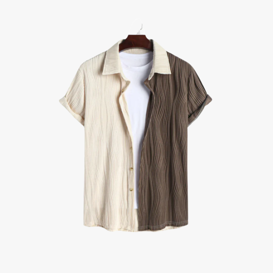 Miles & Luna | Half-and-Half Contrast Shirt – Stylish Two-Tone Design for Men
