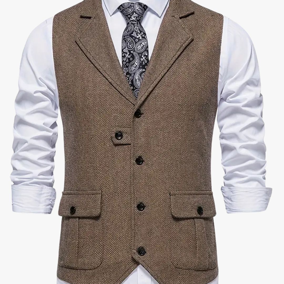 Miles & Luna Herringbone Single-Breasted Blazer for Men
