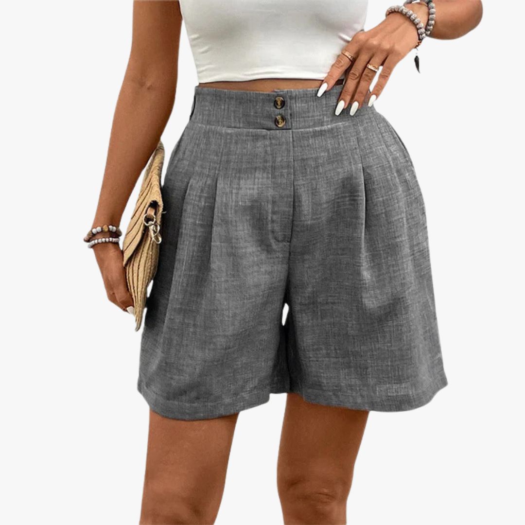 Miles & Luna High-Waisted Shorts Wide Leg Pleated Front Lightweight Woven Fabric for Women