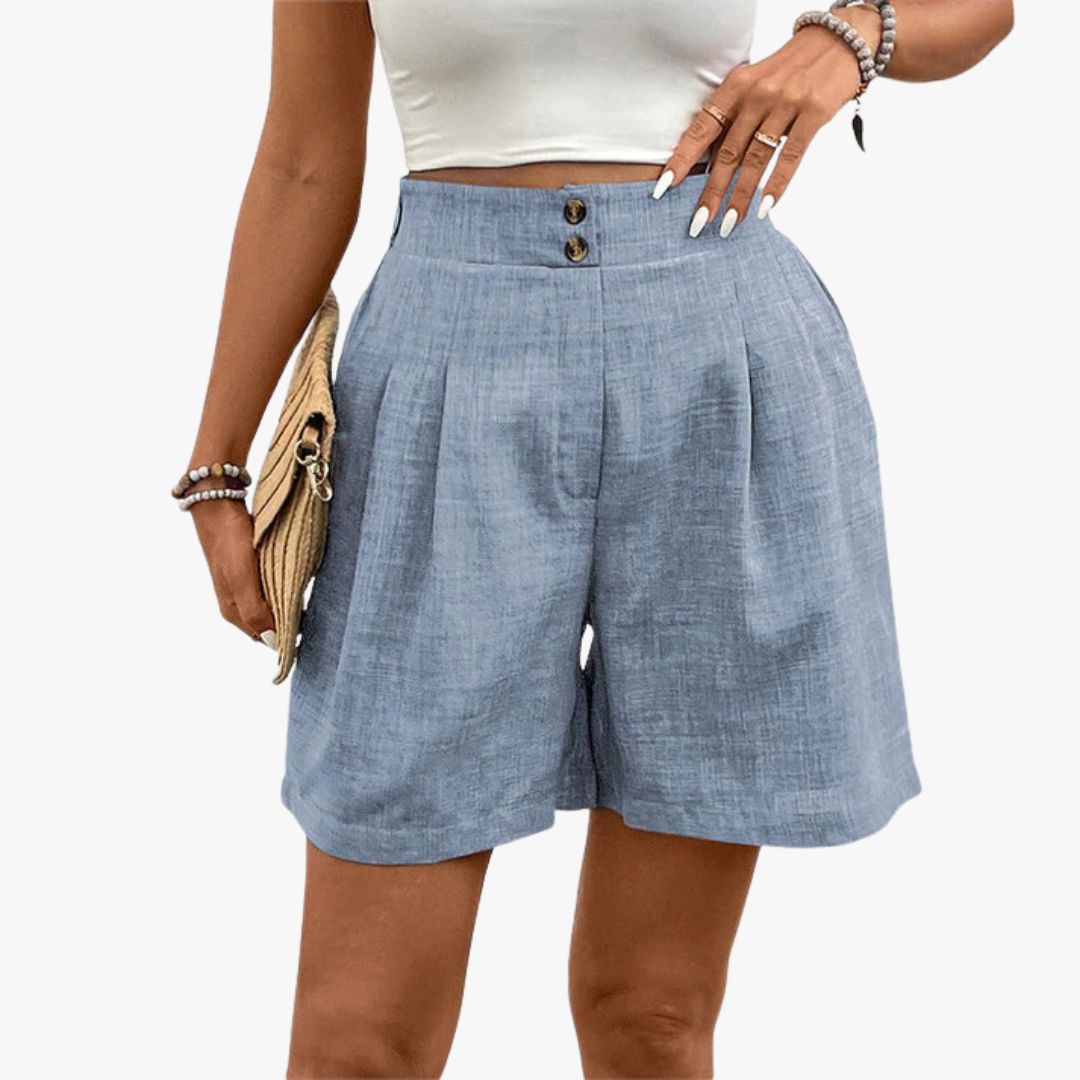 Miles & Luna High-Waisted Shorts Wide Leg Pleated Front Lightweight Woven Fabric for Women