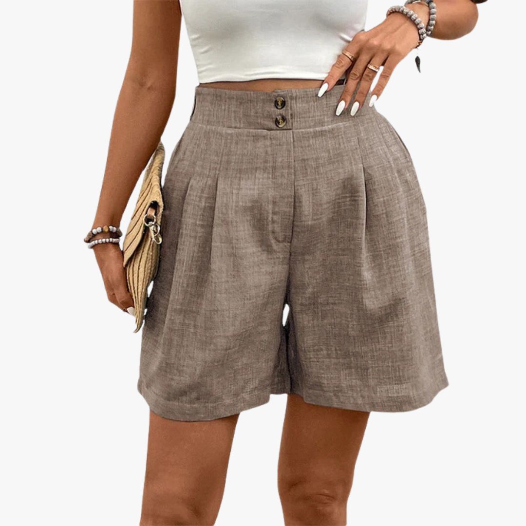 Miles & Luna High-Waisted Shorts Wide Leg Pleated Front Lightweight Woven Fabric for Women