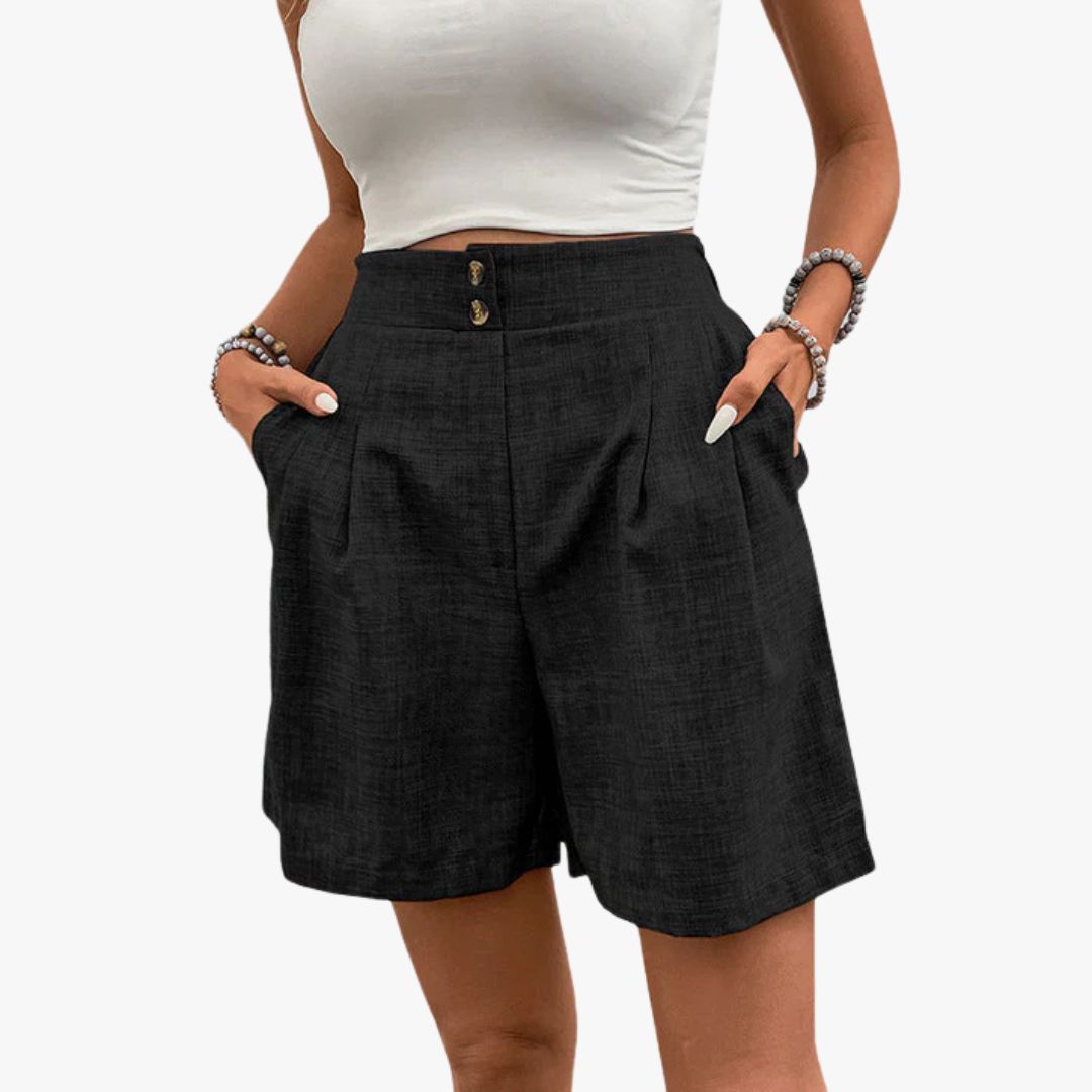 Miles & Luna High-Waisted Shorts Wide Leg Pleated Front Lightweight Woven Fabric for Women
