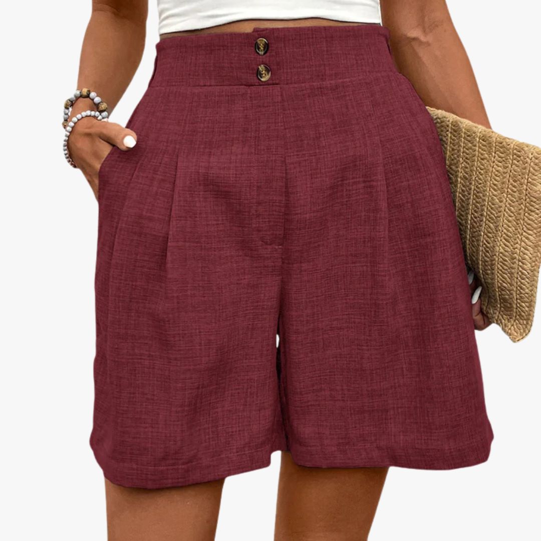 Miles & Luna High-Waisted Shorts Wide Leg Pleated Front Lightweight Woven Fabric for Women